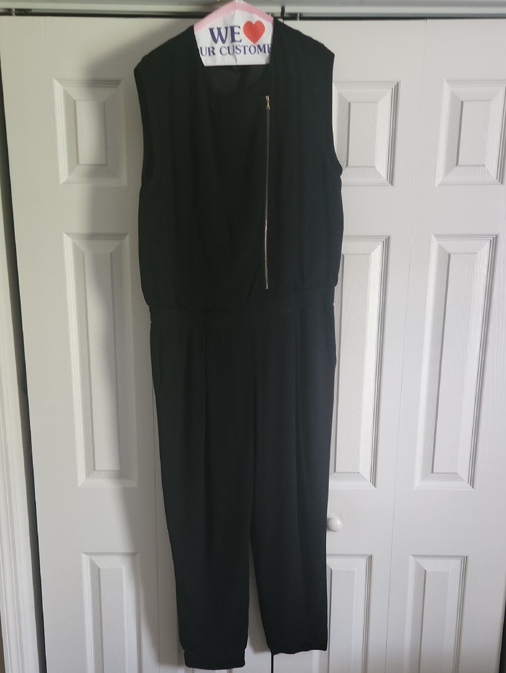 J. Crew Black Sleeveless Jumpsuit with Asymmetrical Zip